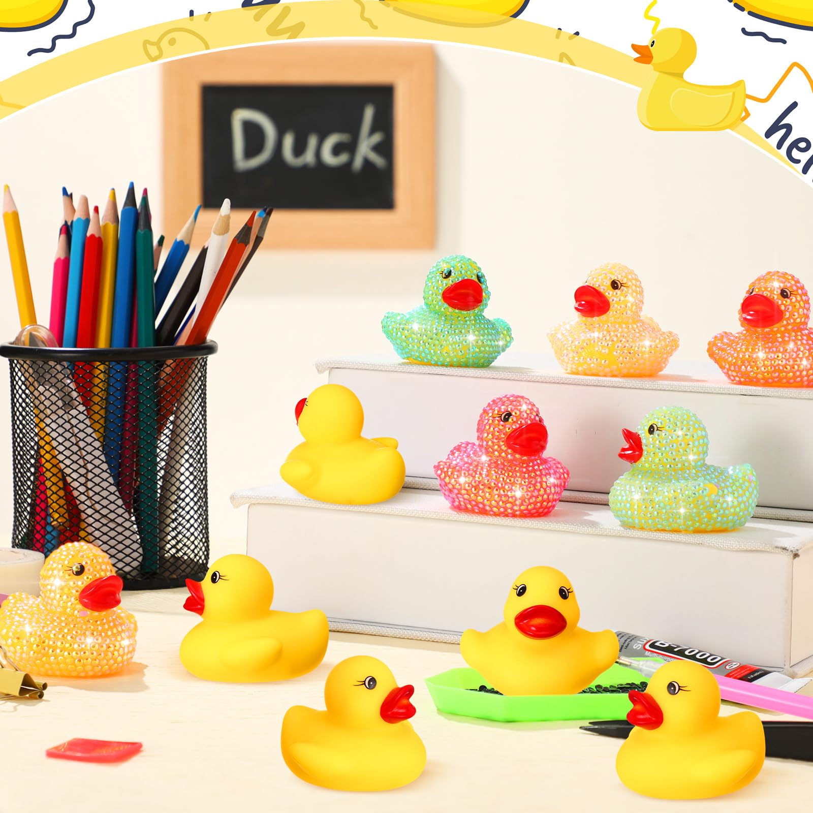 Amazon.com: Landical 12 Pcs Rubber Ducks Diamond Art Ducks DIY